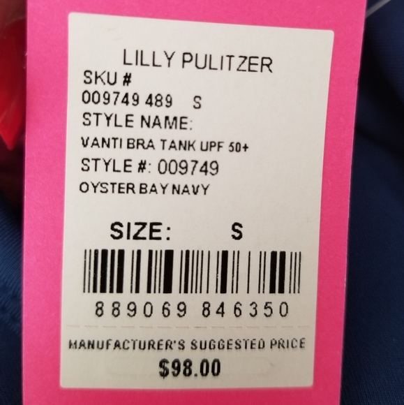 NWT Lilly Pulitzer Luxletic Vanti Bra Tank Top Oyster Bay Navy Size Small UPF 50 - Picture 11 of 14